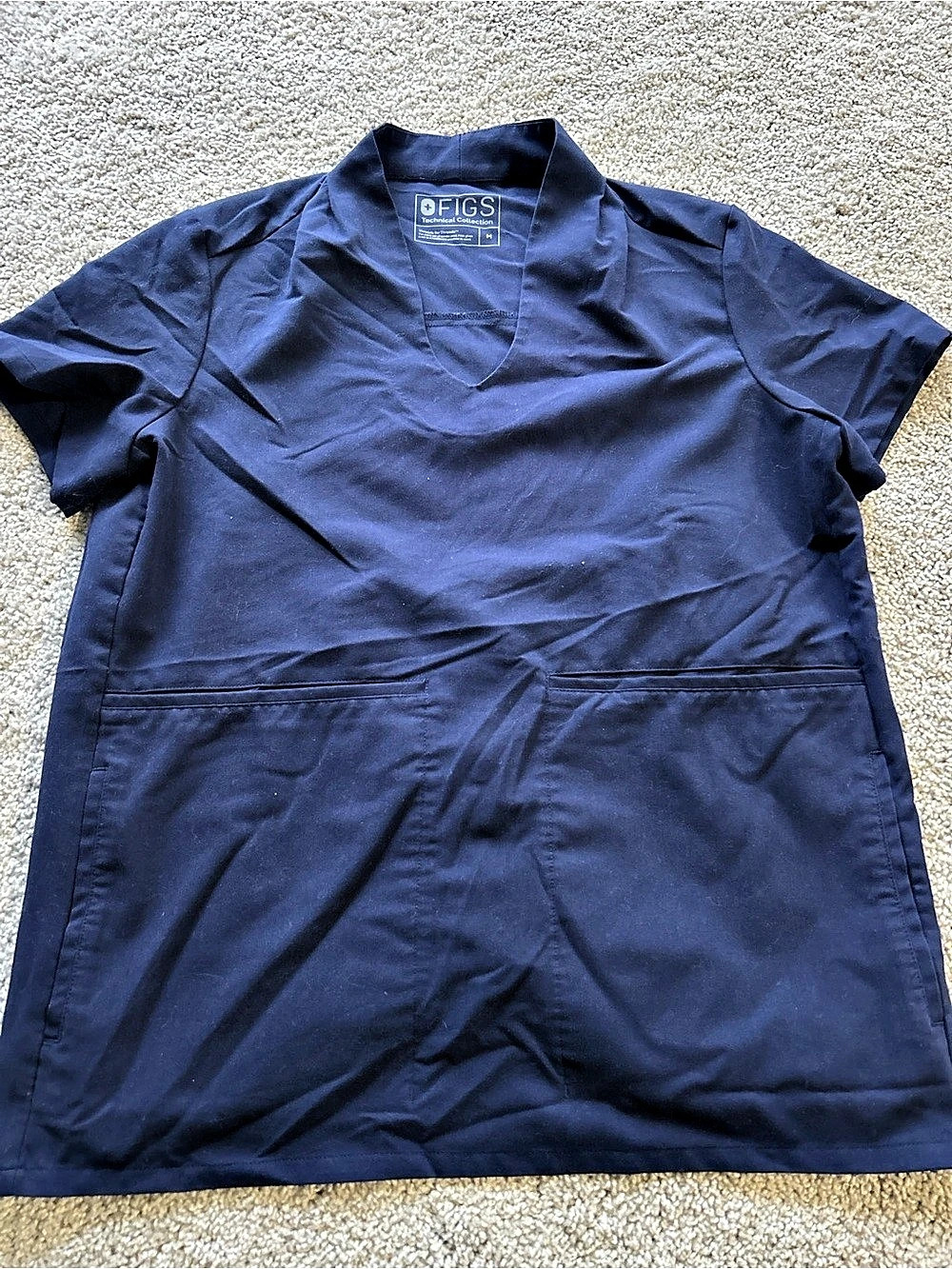 FIGS Rafaela Oversized Scrub Top Short Sleeve Blue Size Medium
